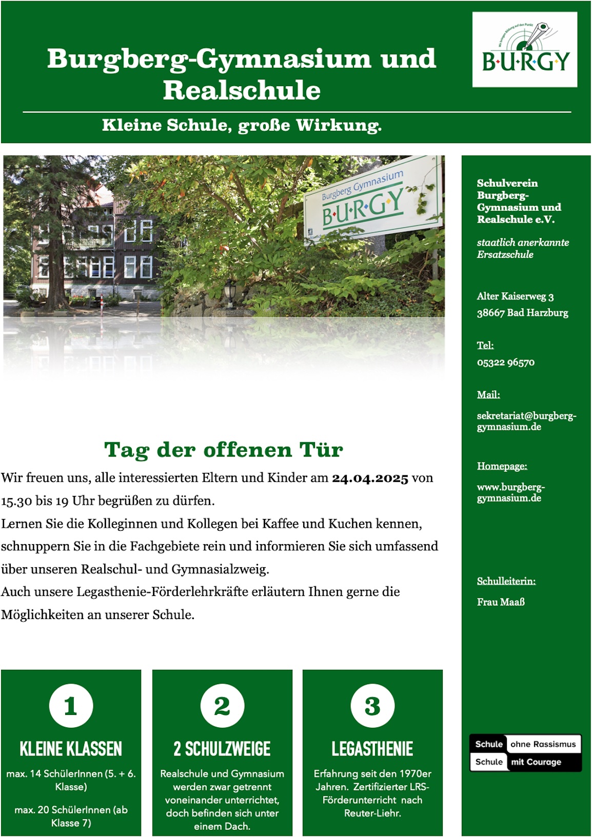 Handzettel Tag der offenen Tuer
